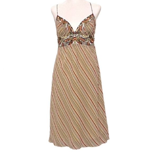Nwt 100% Silk Embroidered Vintage Nicole Miller Dress 6 Small Floral Y2k 90s
